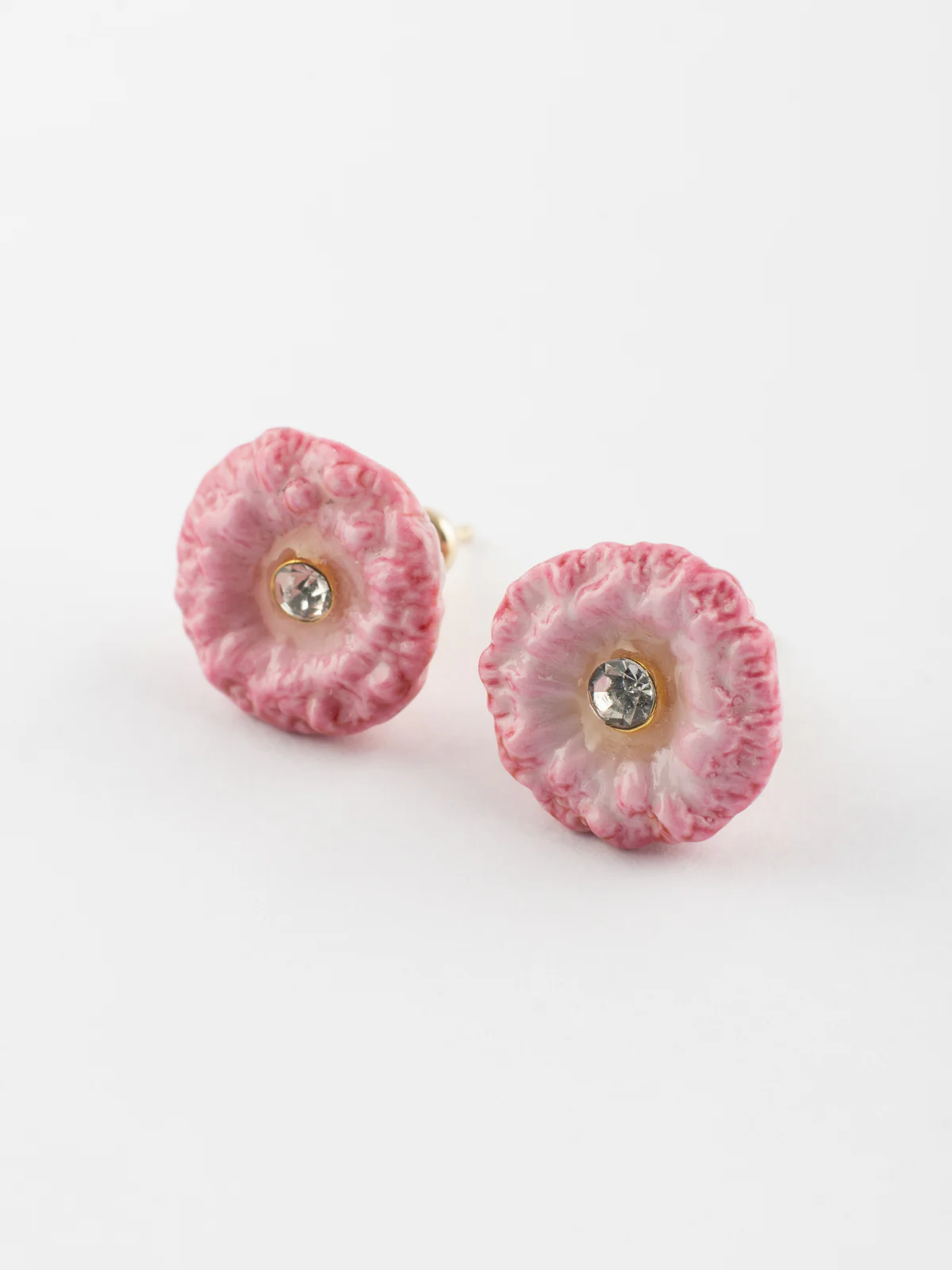 Boucles d'oreilles puces - Chardon rose