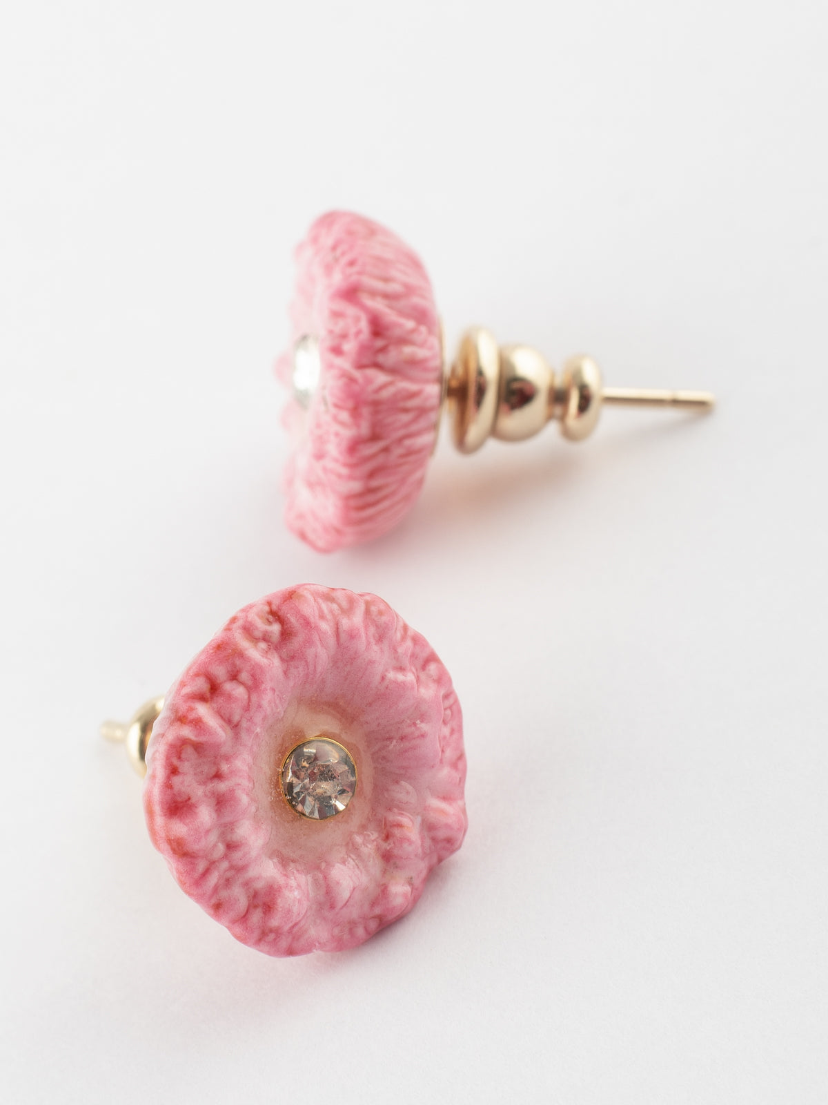 Boucles d'oreilles puces - Chardon rose - Image 3