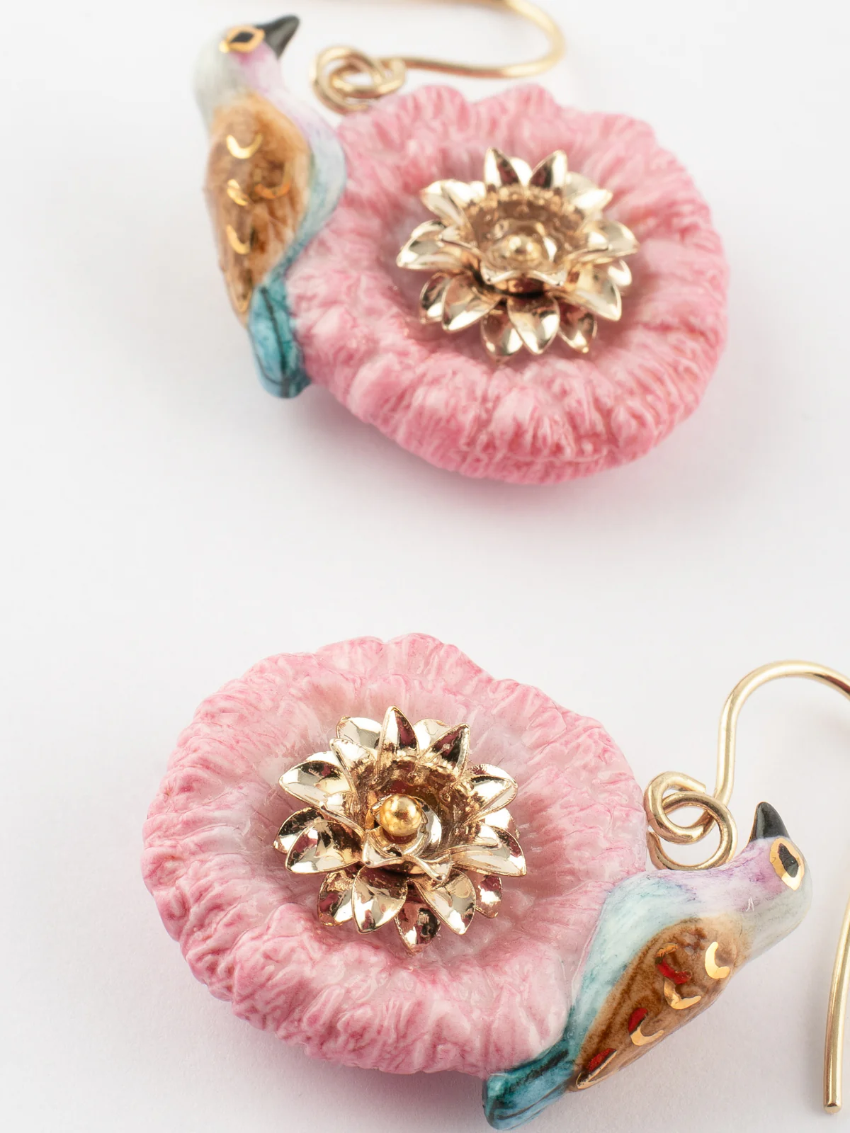 Boucles d'oreilles chardon & oiseau Rollier - Image 3