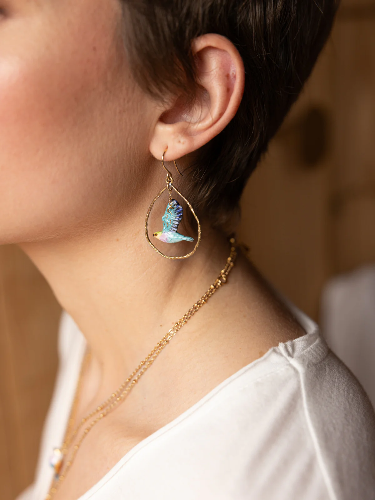 Boucles d'oreilles oiseau volant - Image 2