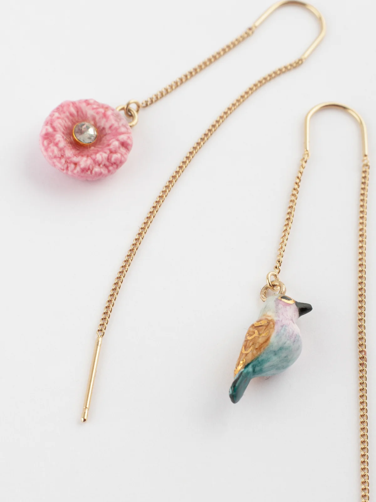 Longues boucles d'oreilles chardon et oiseau - Image 4