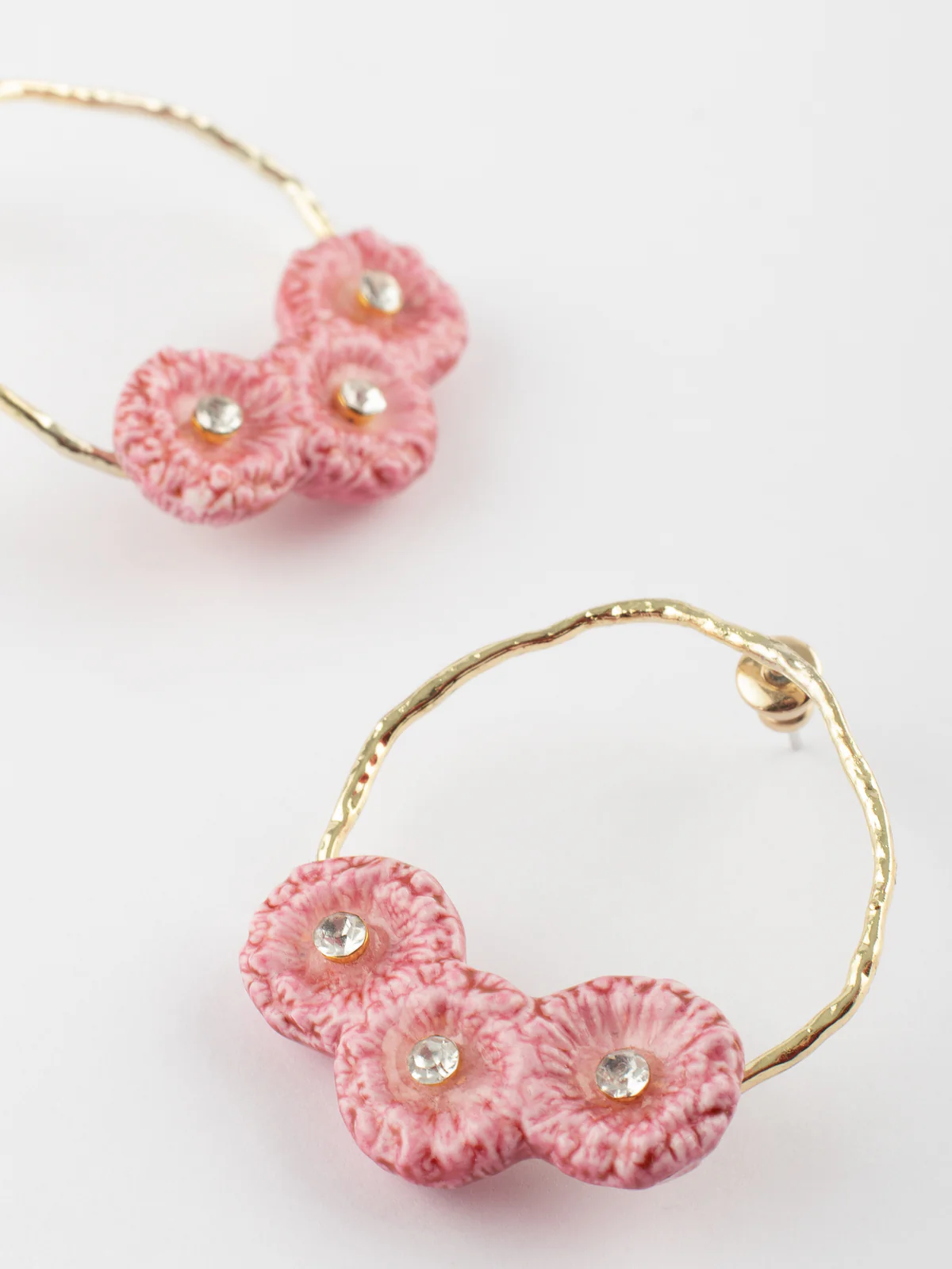 Boucles d'oreilles rondes chardons roses - Image 4