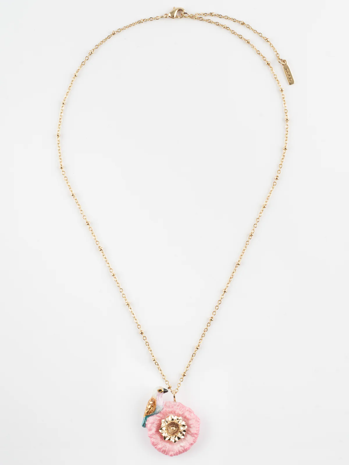 Collier chardon rose & oiseau Rollier - Image 3