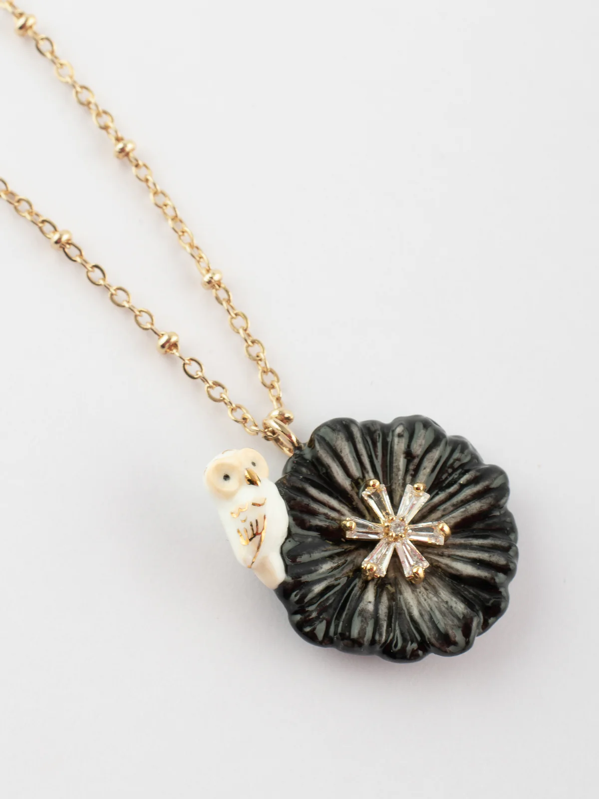 Collier chouette & chardon noir - Image 3