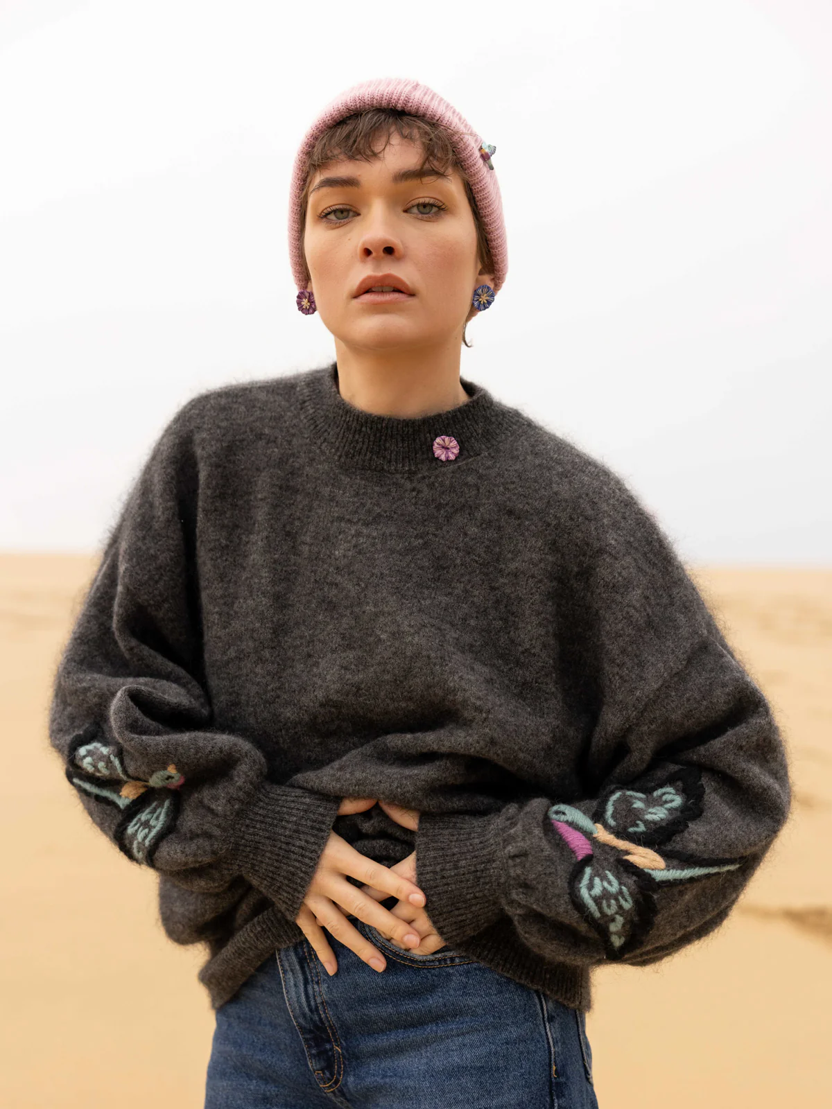Pull en maille avec oiseau brodé - Image 2