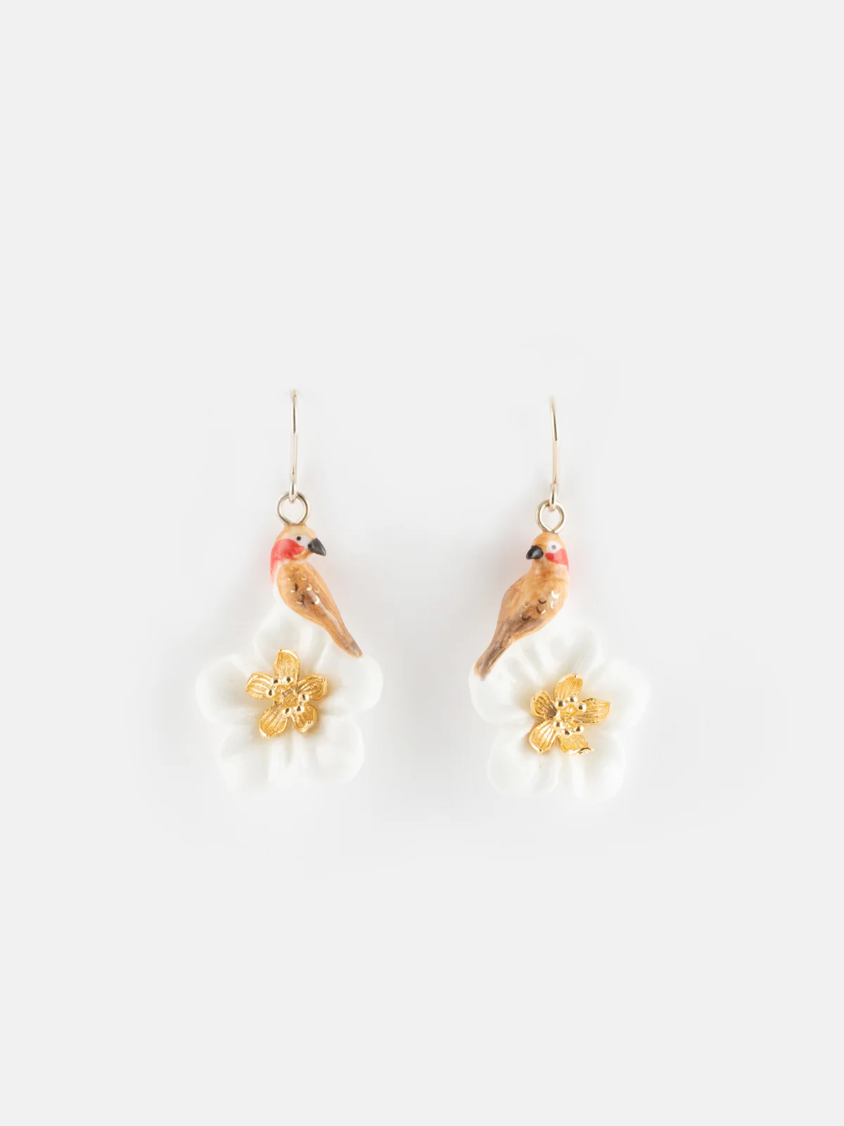Boucles d'oreilles oiseau linotte sur fleur - Il était une fois - Image 2