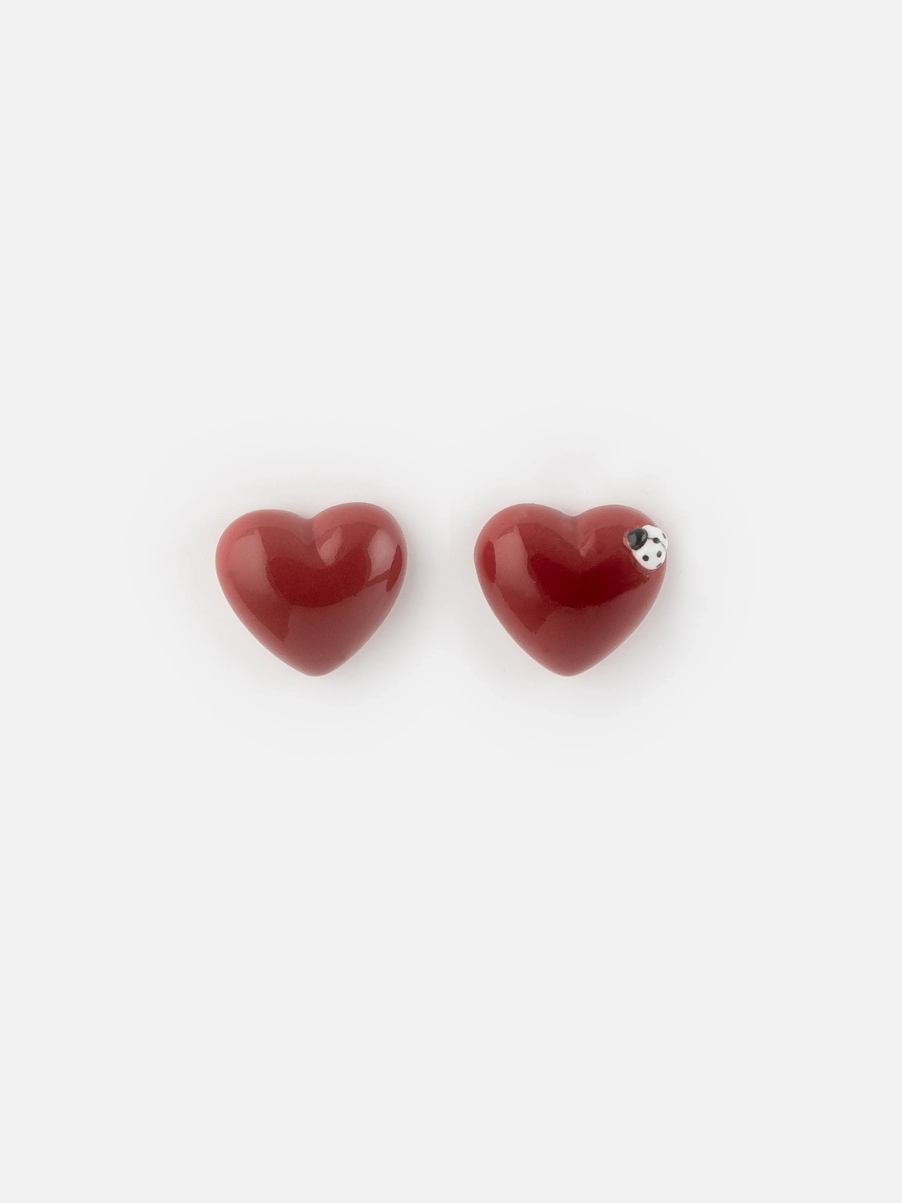 Boucles d'oreilles puces - Cœur et coccinelle Chérie Cherry - Image 2