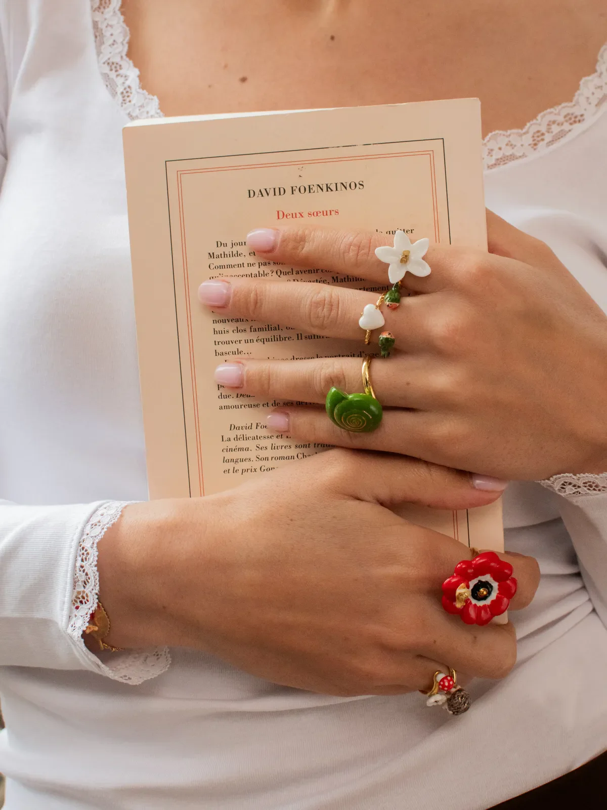 Bague anémone rouge - Image 8