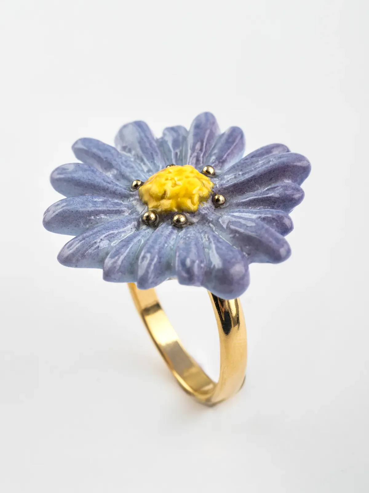 Bague fleur anémone bleue - Image 5