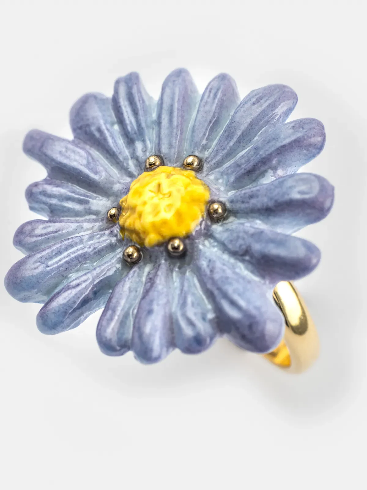 Bague fleur anémone bleue - Image 6