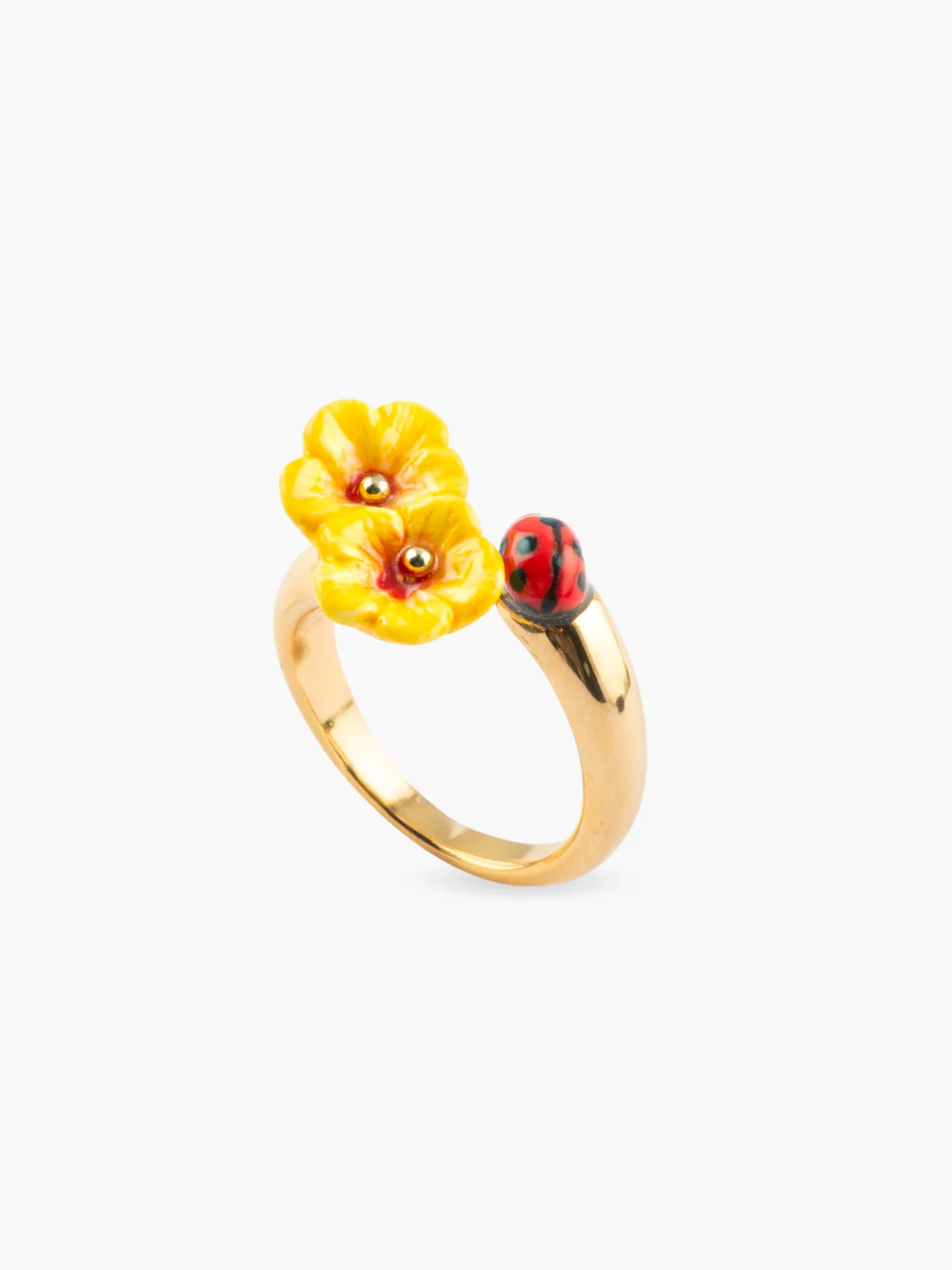Bague FacetoFace hibiscus et coccinelle
