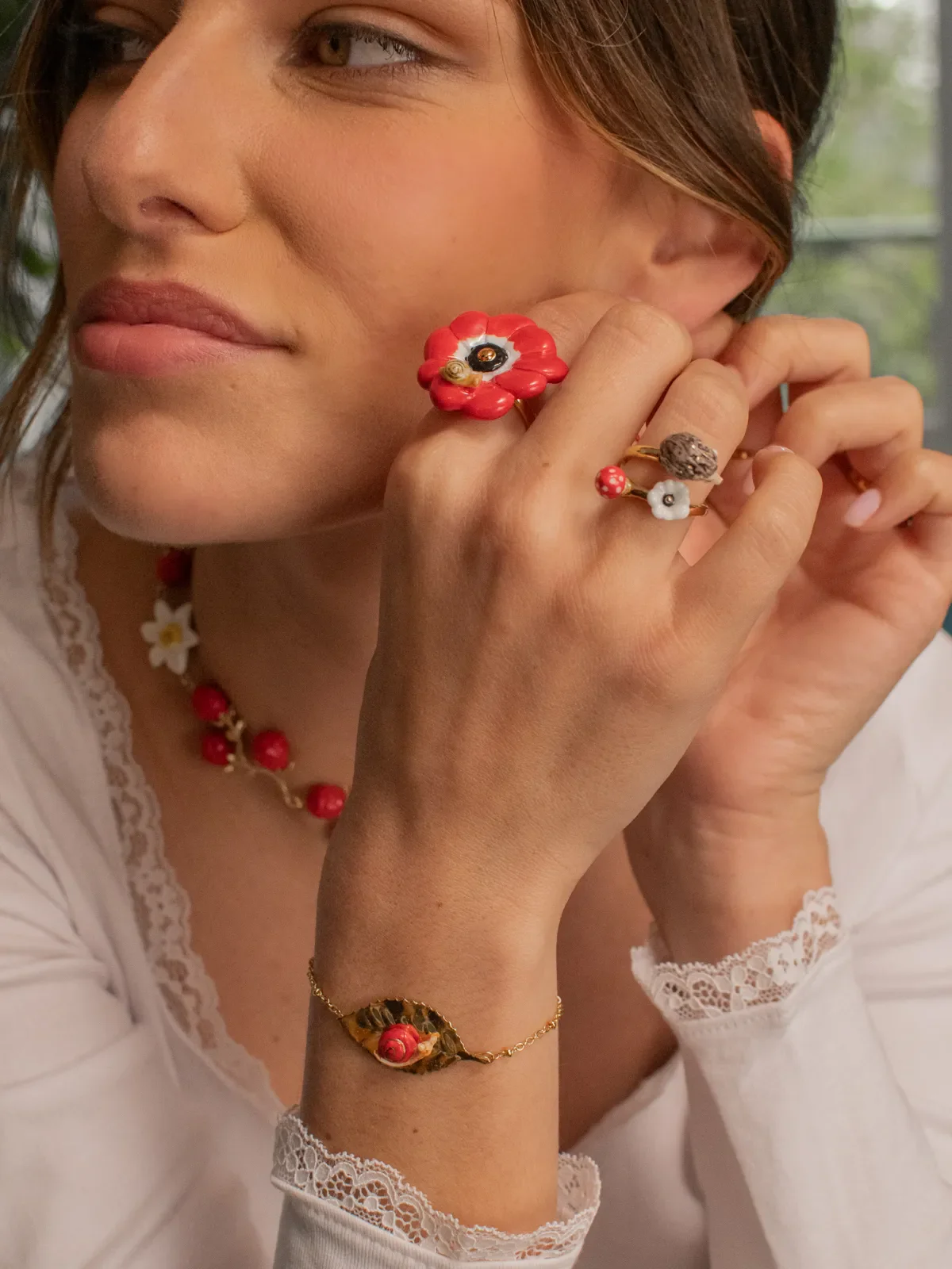 Bague hérisson, champignon et anémone - Image 7