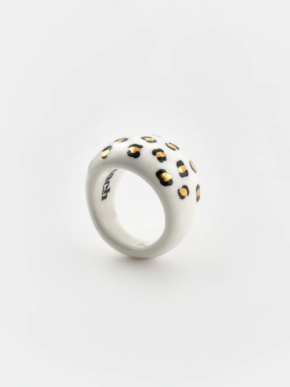 Bague léopard blanc et doré