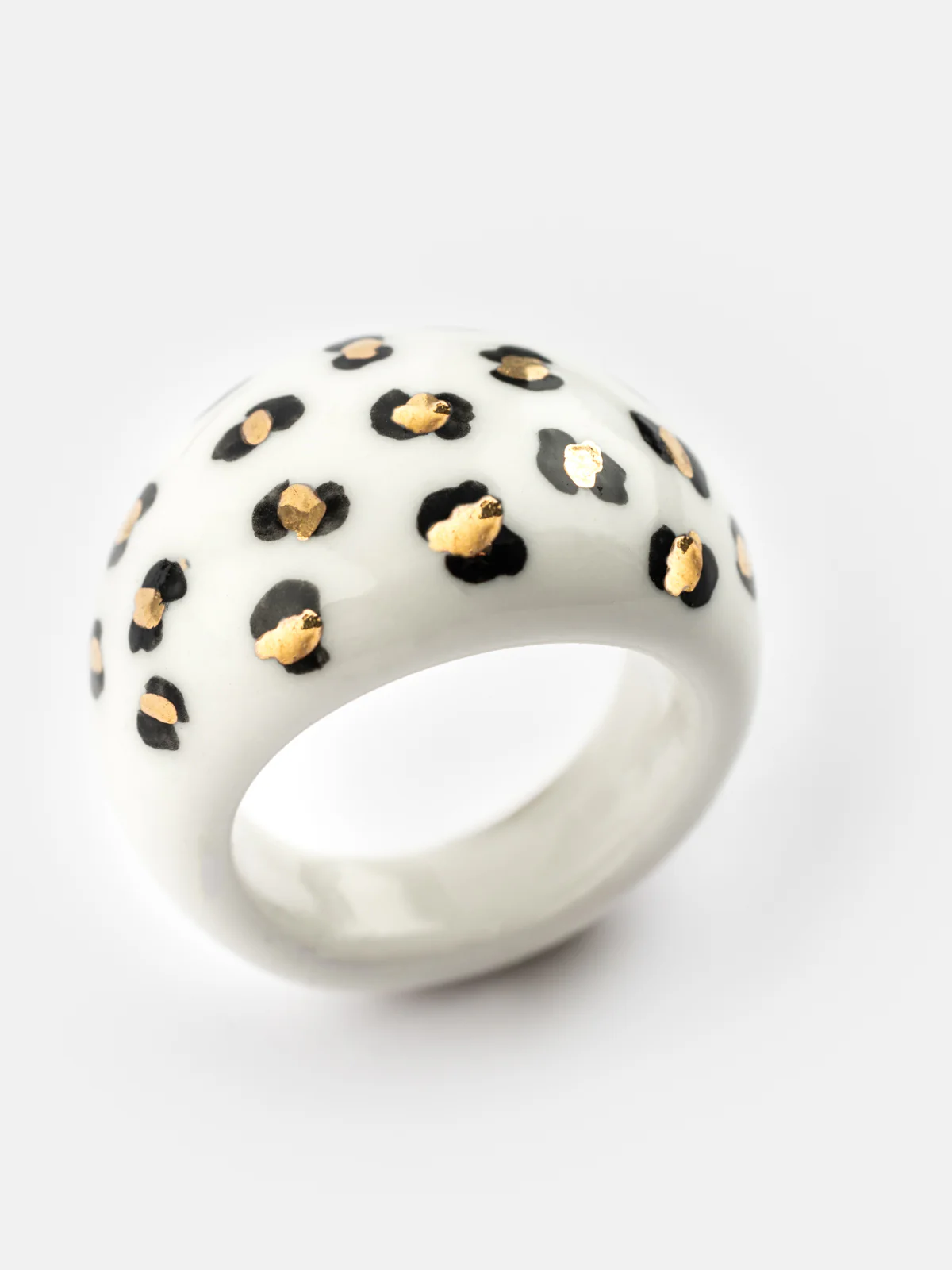 Bague léopard blanc et doré - Image 5