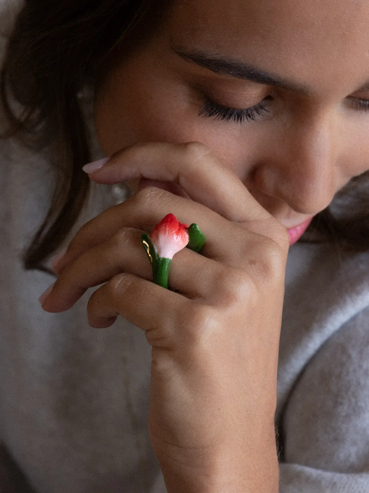 Bague Tulipe en porcelaine - Image 4