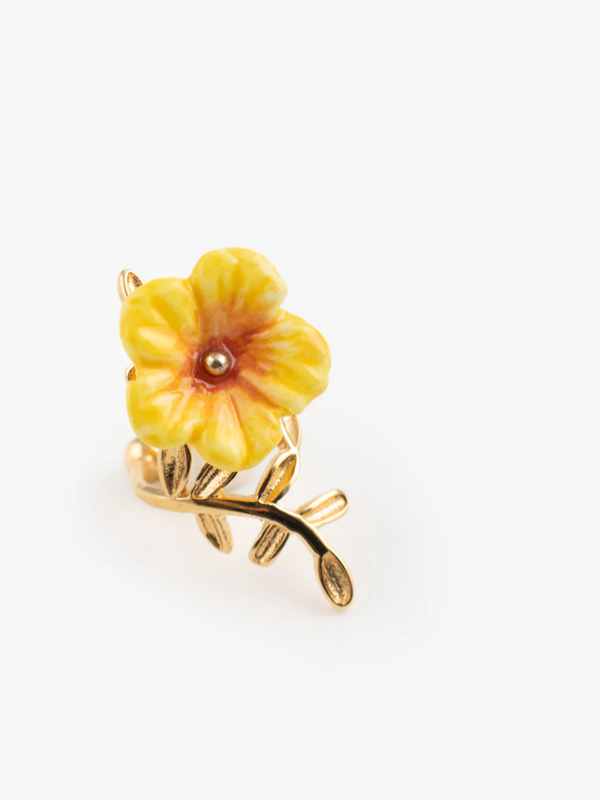 Boucle d’oreille ear cuff hibiscus jaune - Vendue à l'unité - Image 4