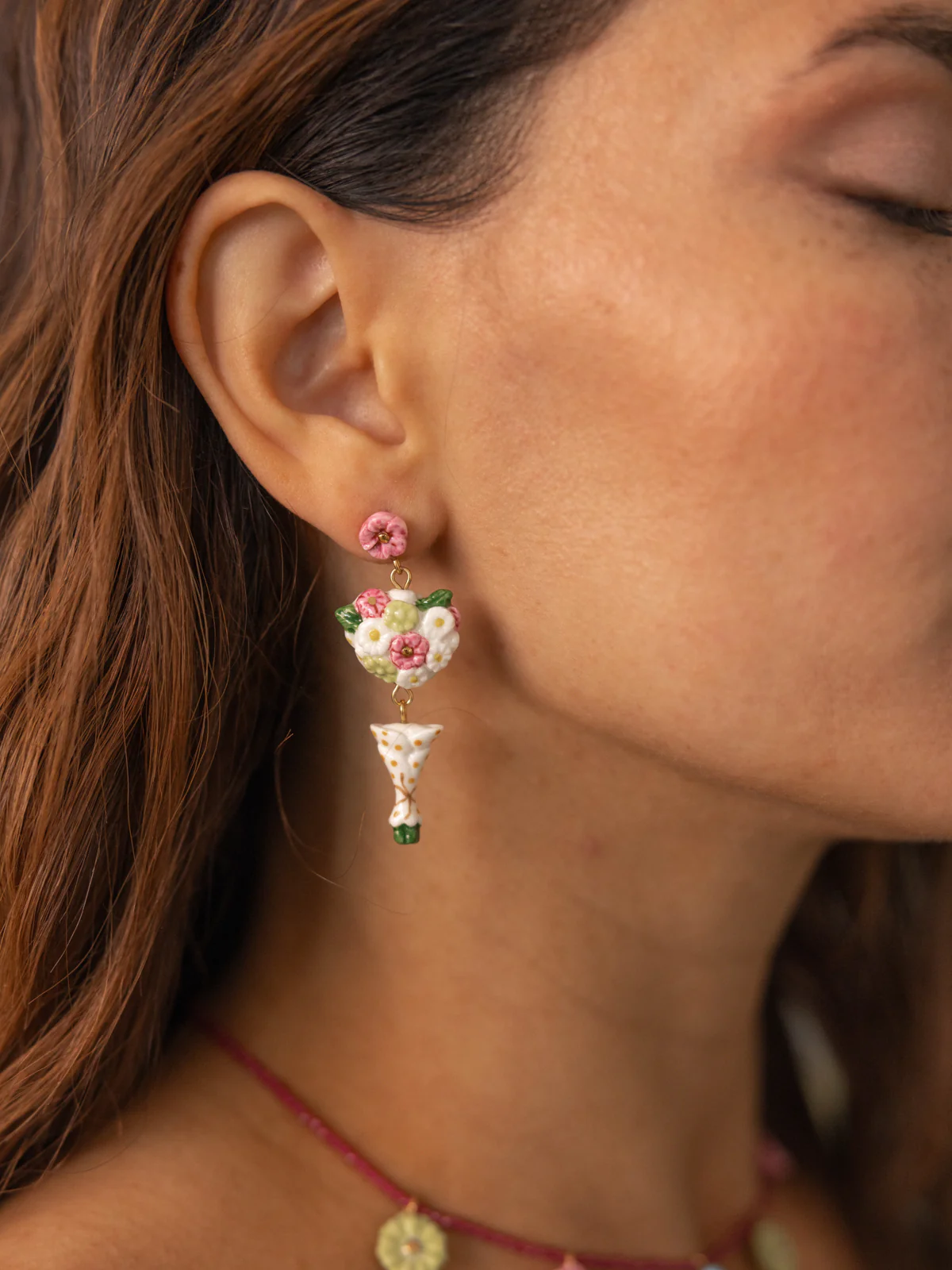 Boucles d'oreilles bouquet de fleurs - Image 2