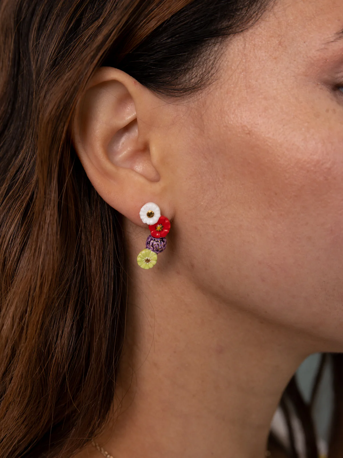Boucles d'oreilles branche de fleurs - Image 2