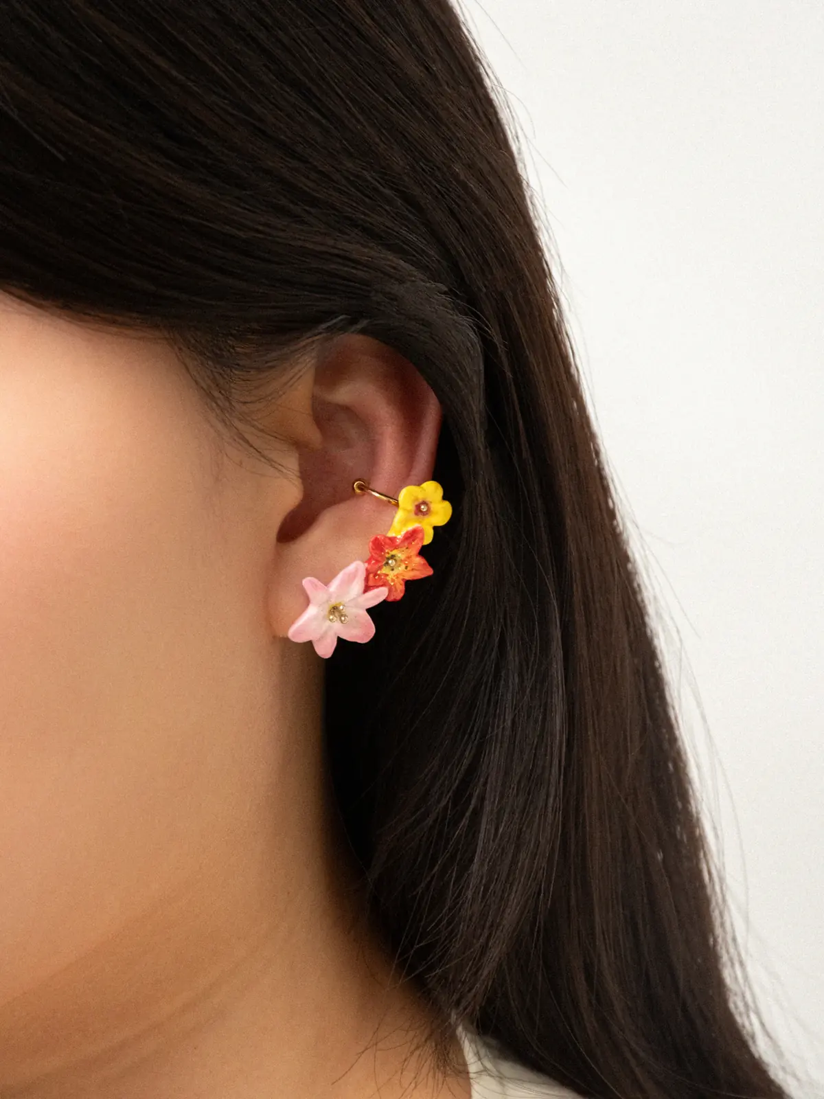 Boucles d’oreilles ear cuff fleurs tropicales - Image 3