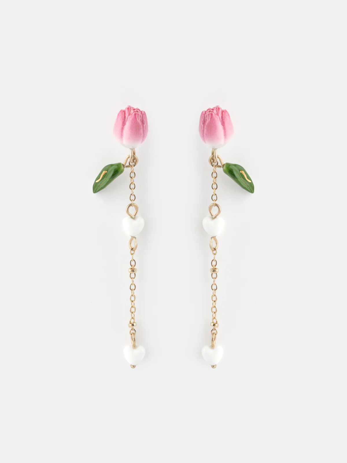 Boucles d’oreilles pendantes chaîne et Tulipe