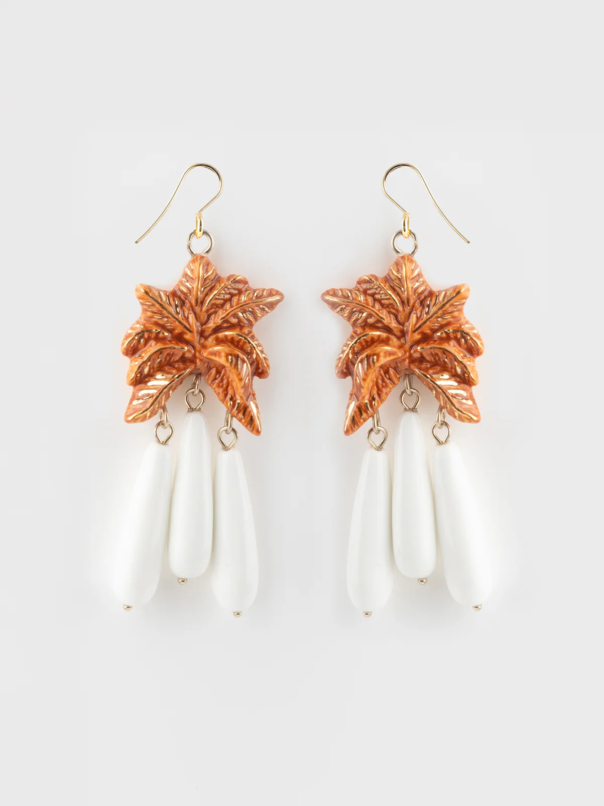 Boucles d'oreilles pendantes palmier terracotta