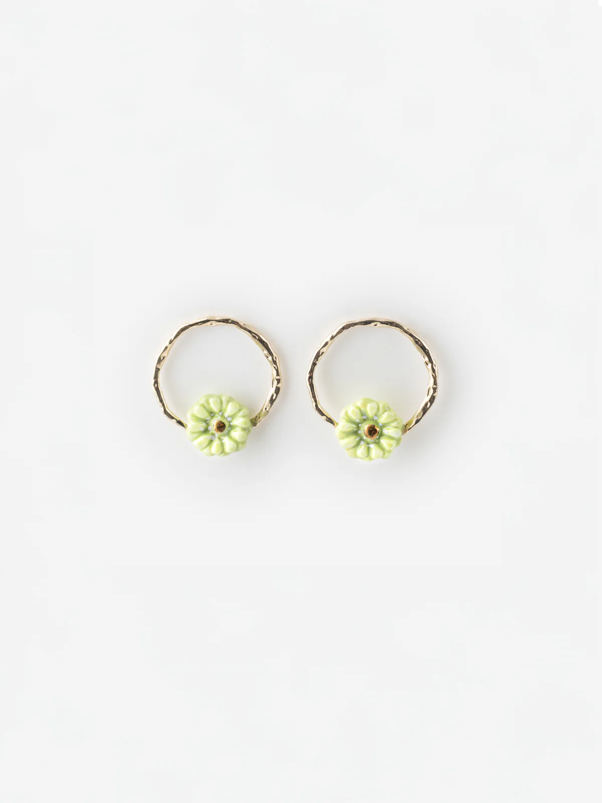 Boucles d'oreilles rondes fleur verte
