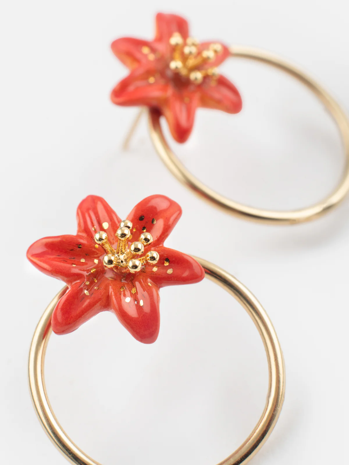 Boucles d’oreilles rondes lys tigrée - Image 3