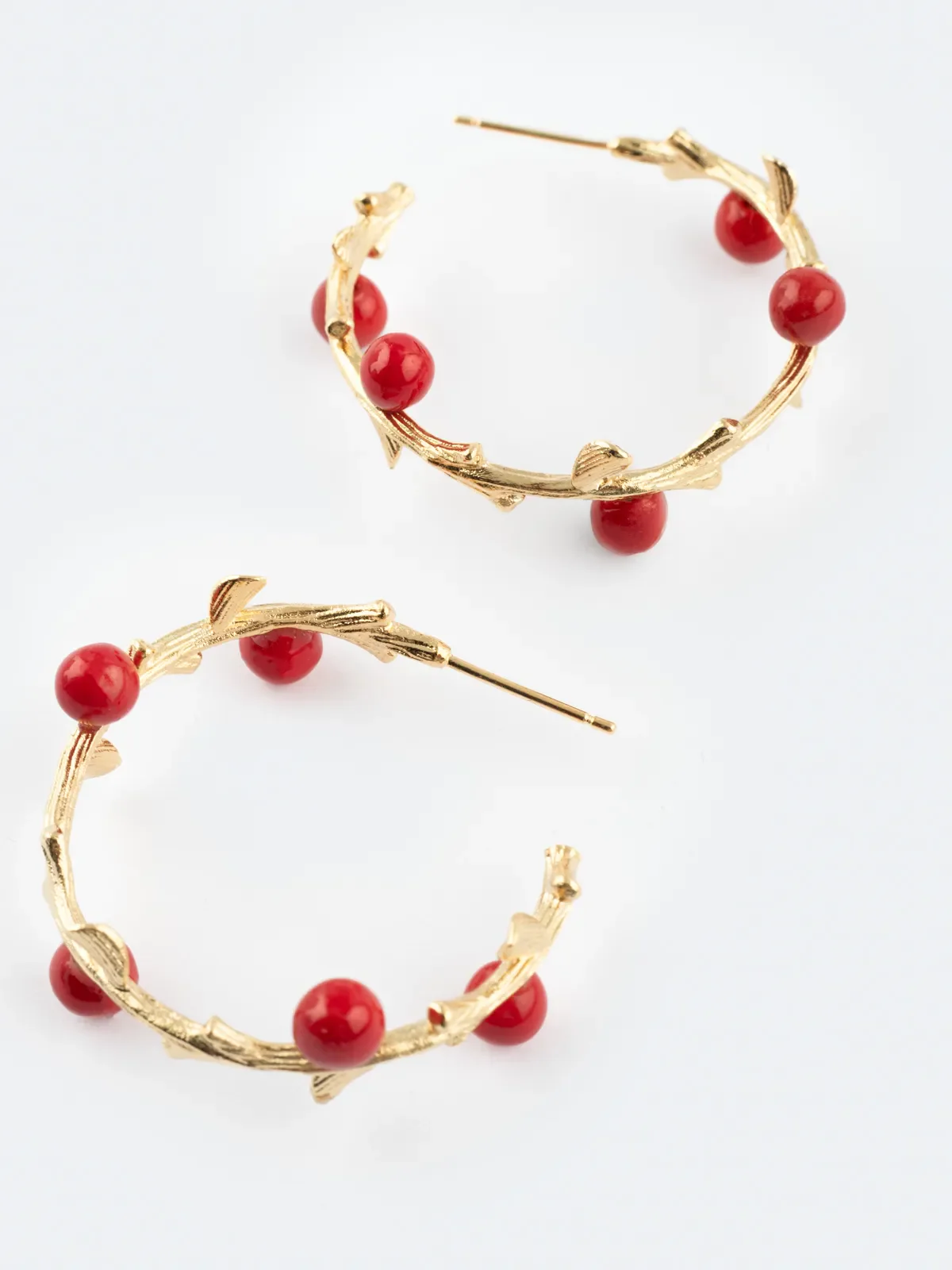 Boucles d'oreilles branches baies rouges - Image 7