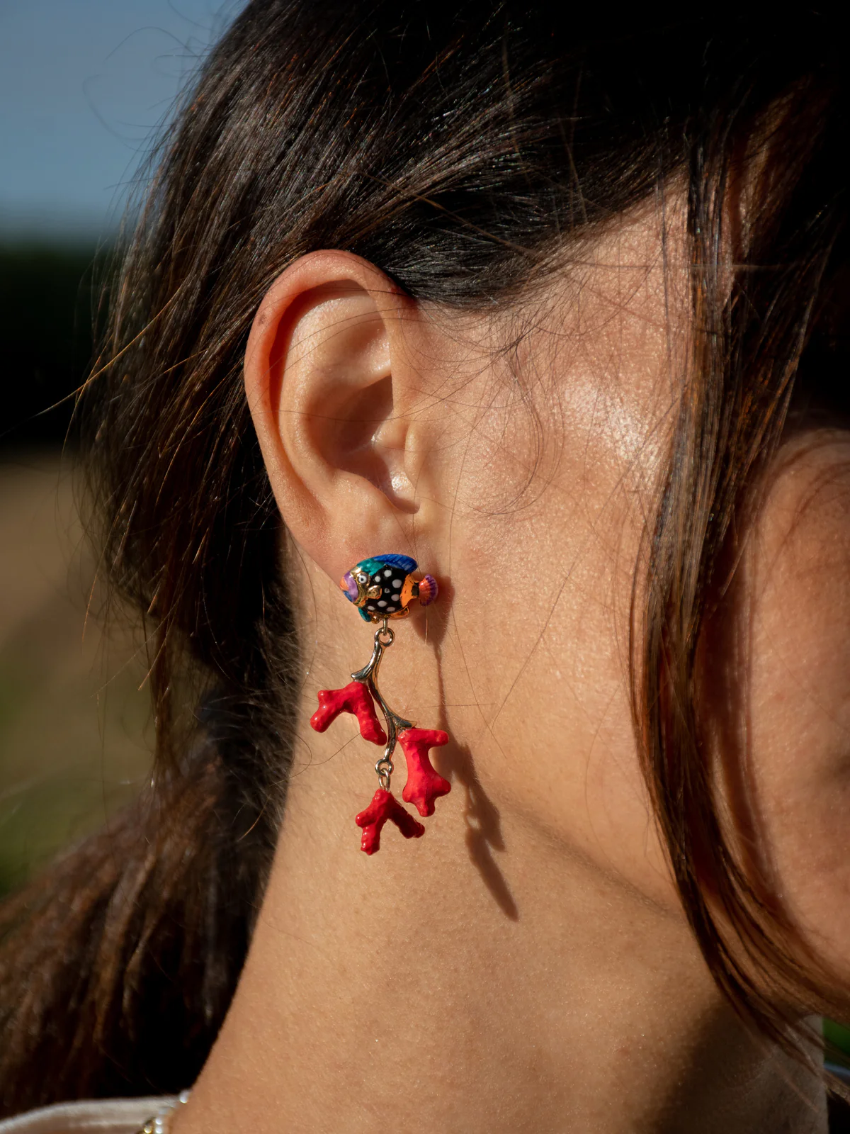 Boucles d'oreilles corail et poisson - Image 2