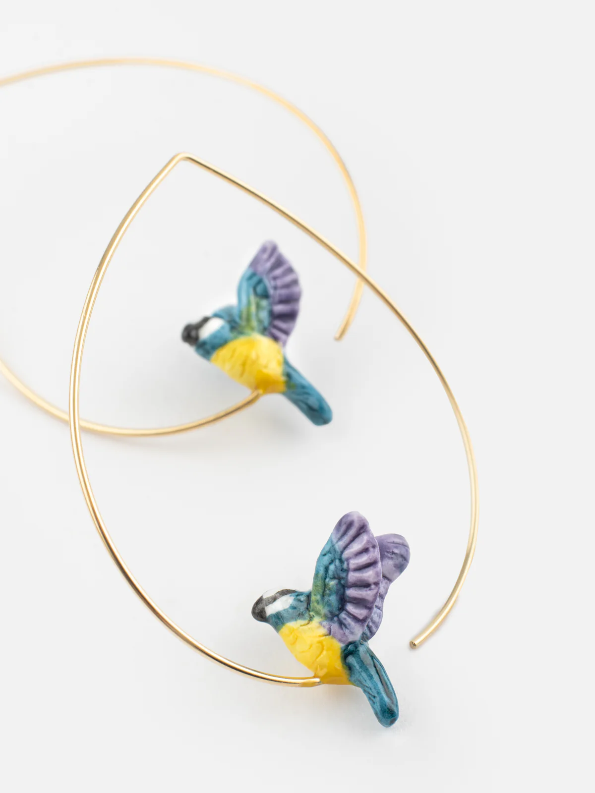 Boucles d'oreilles créoles mésange en vol - Image 3