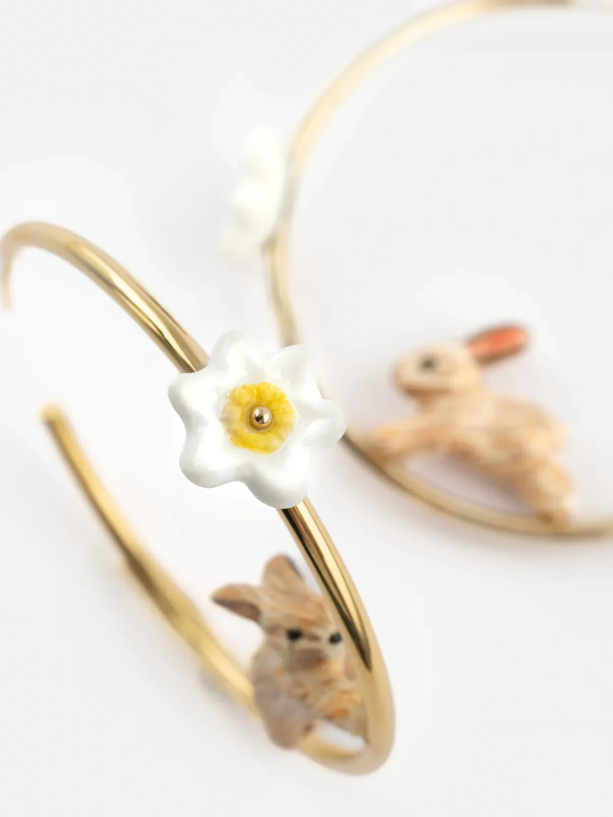 Créoles rondes lapin et jonquille - Image 4