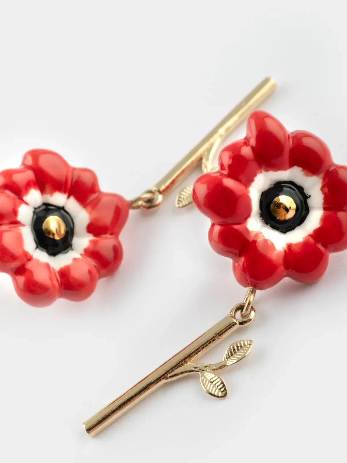 Boucles d'oreilles pendantes anémone rouge - Image 4