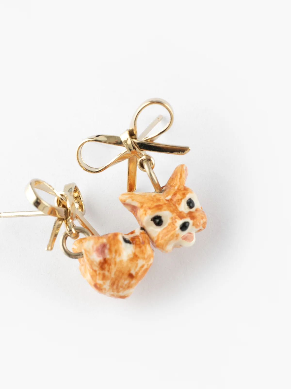 Boucles d'oreilles pendantes chien Yorkshire et nœud - Image 4