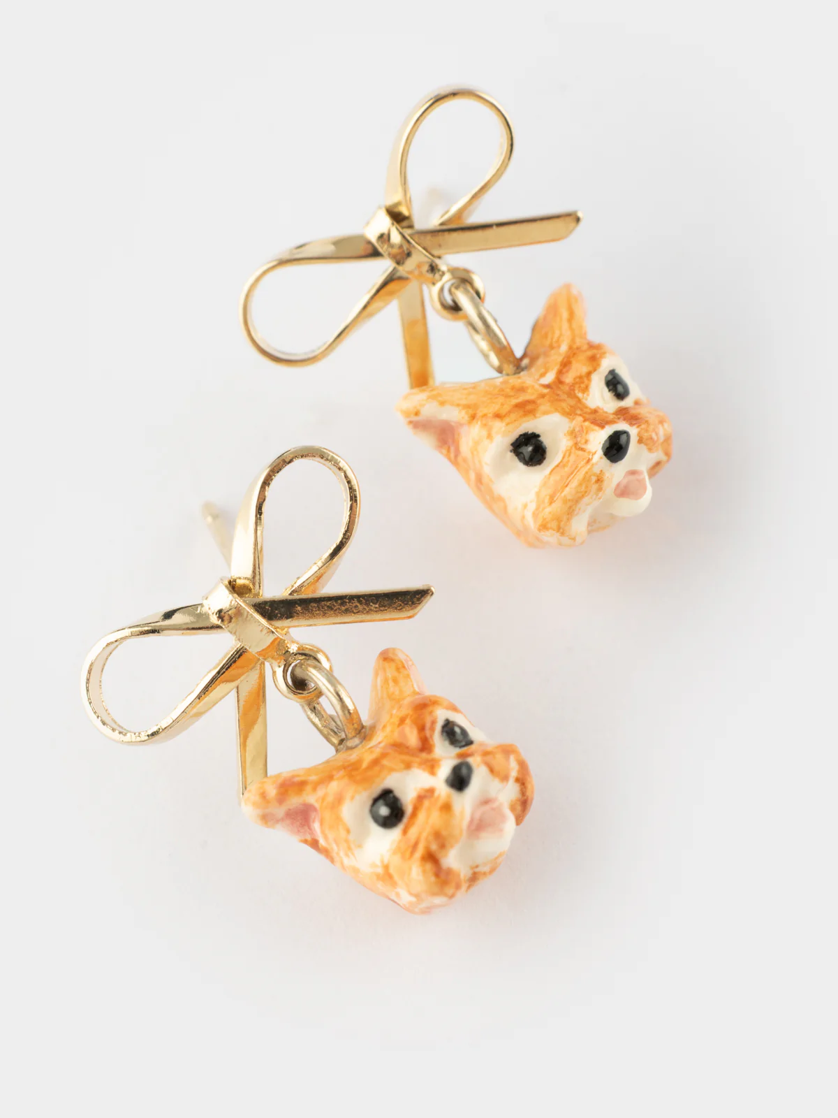 Boucles d'oreilles pendantes chien Yorkshire et nœud - Image 5