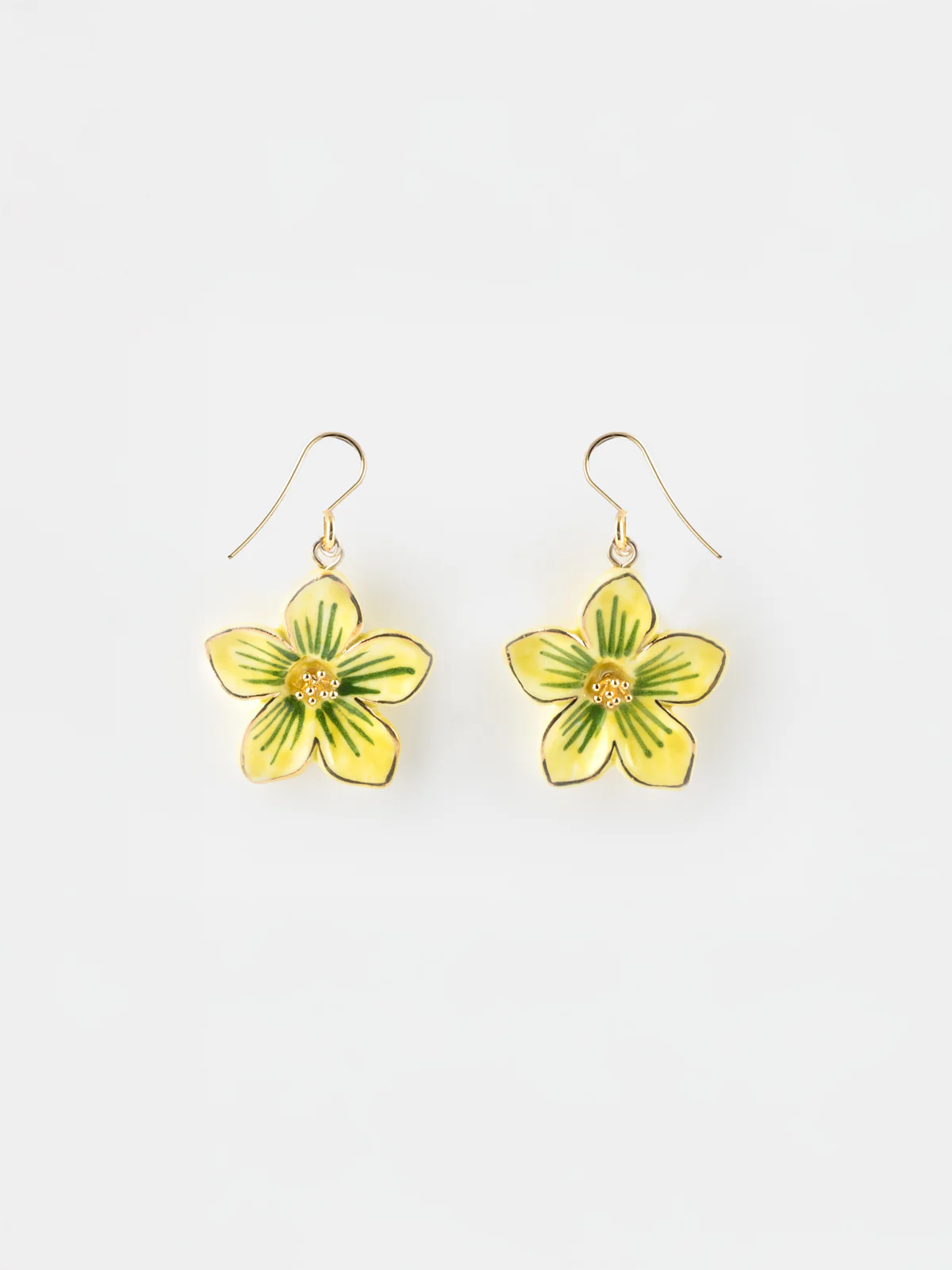 Boucles d'oreilles pendantes fleur jaune