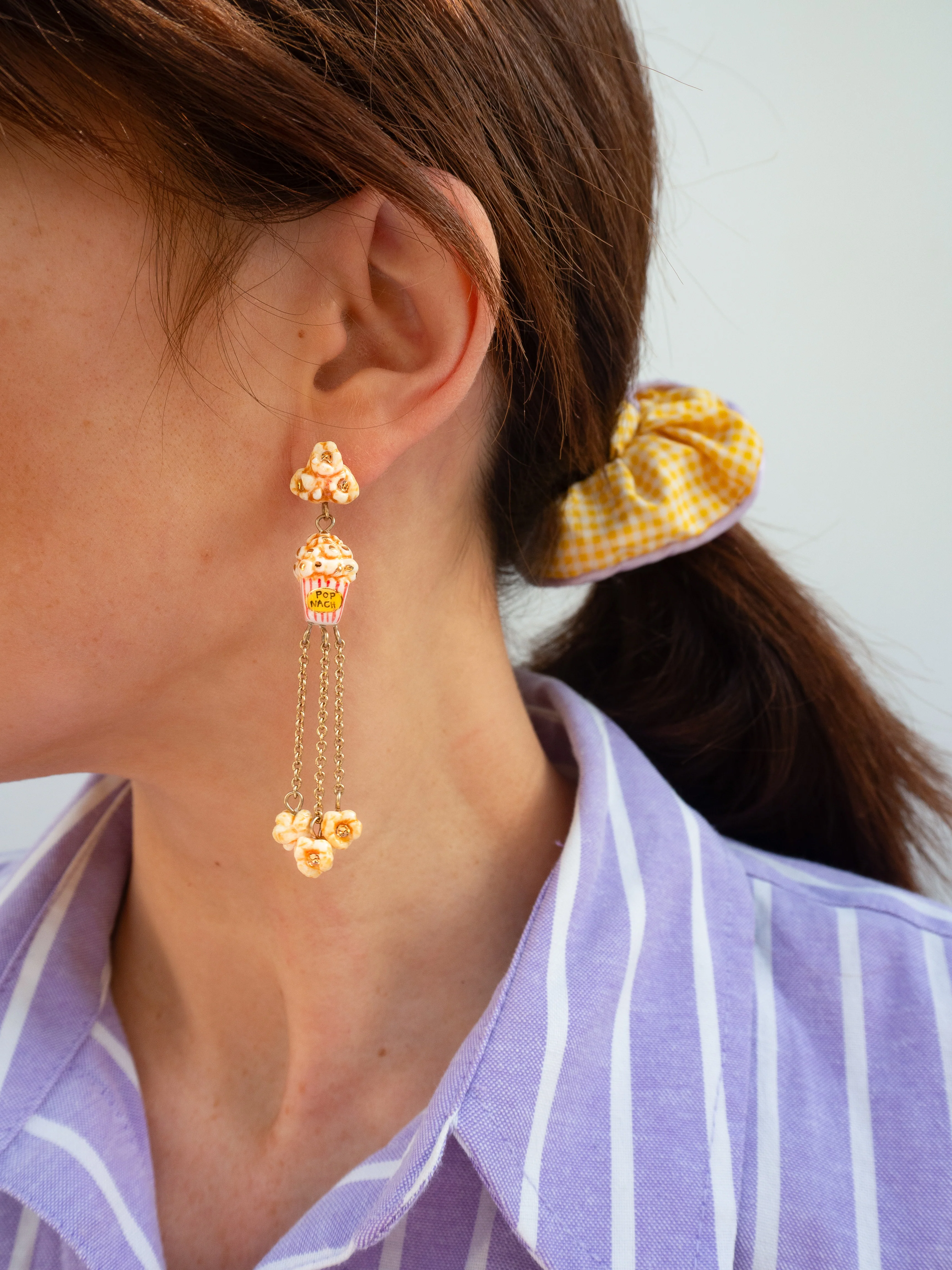 Boucles d'oreilles pendantes pop-corn