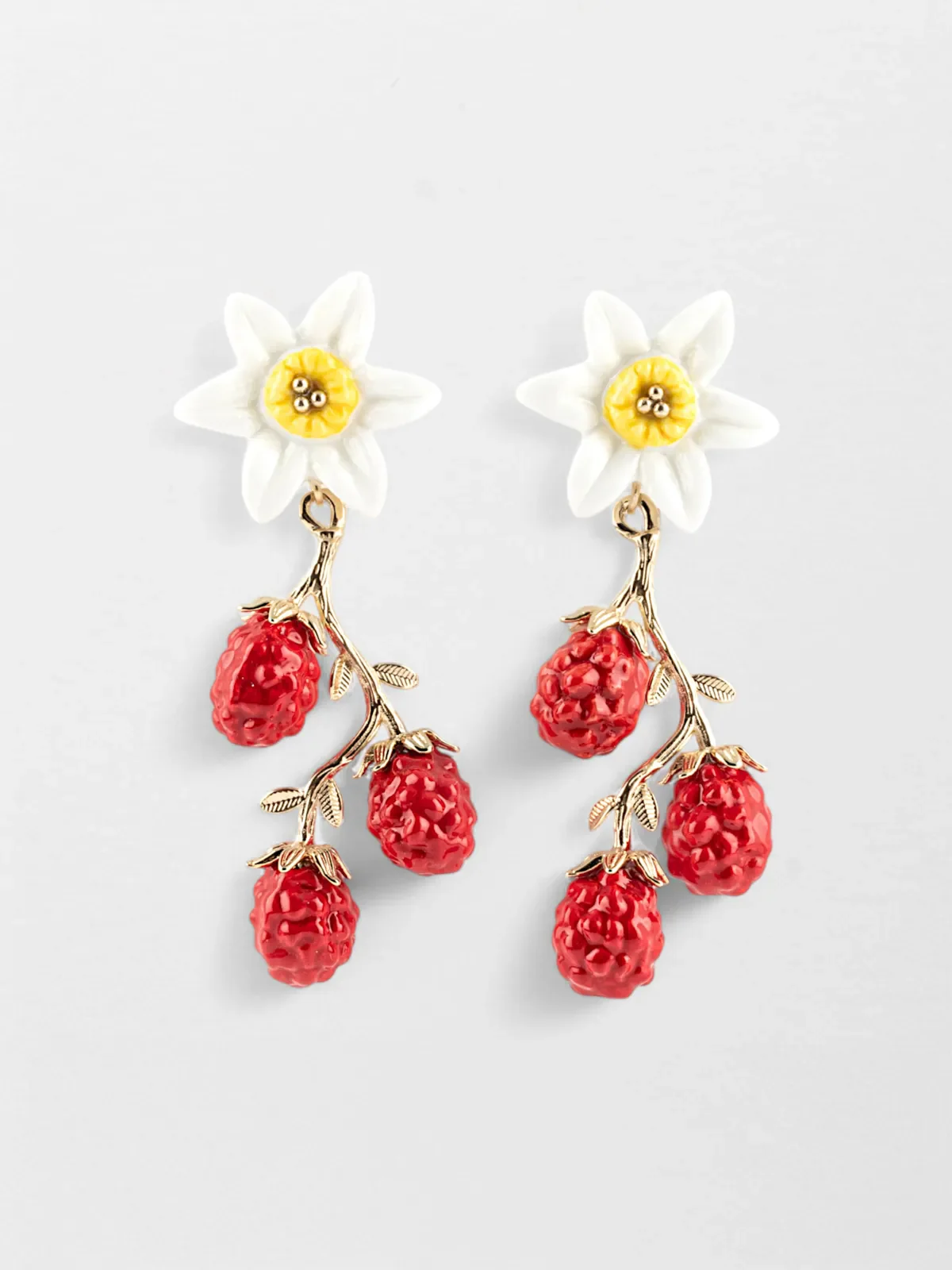 Boucles d'Oreilles Pendantes Jonquille et Baies - Image 2