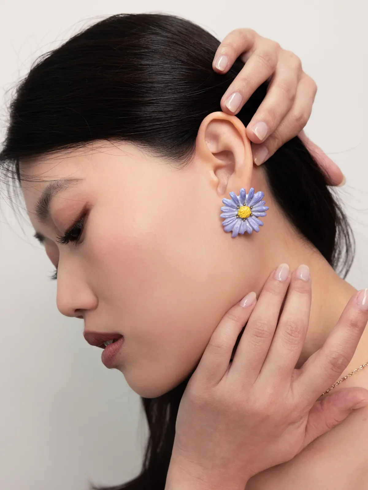 Boucles d'oreilles puces - Anémone bleue - Image 3