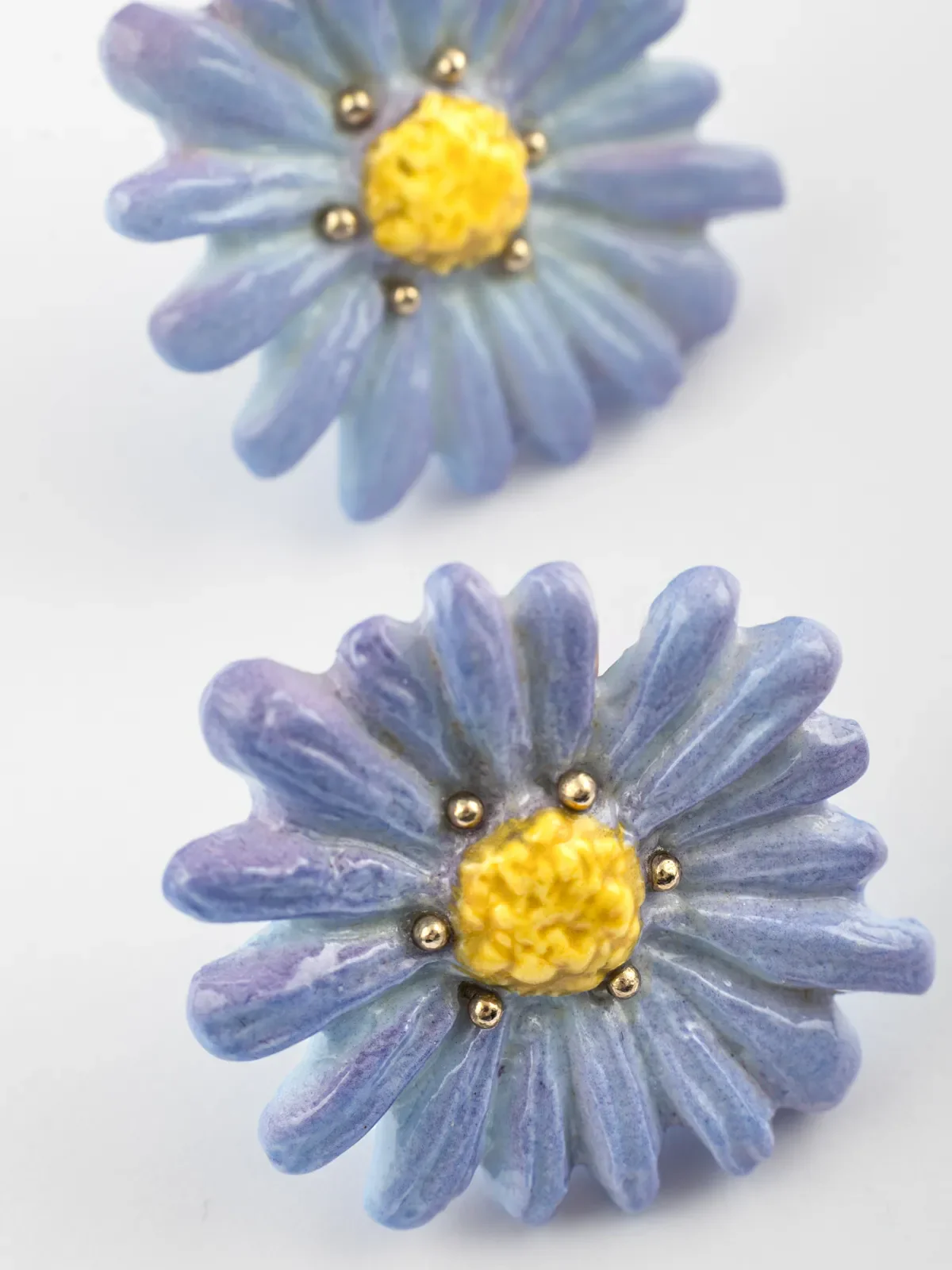 Boucles d'oreilles puces - Anémone bleue - Image 5