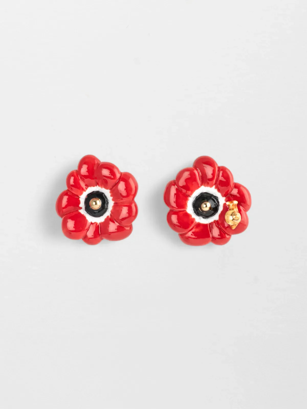 Boucles d'oreilles puces - Anémone rouge