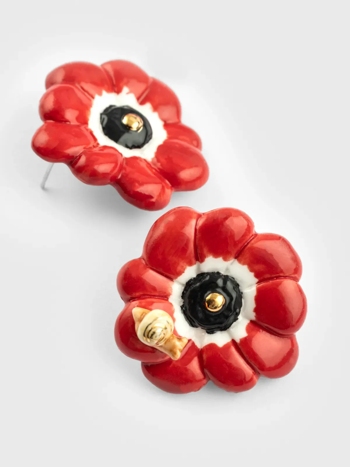 Boucles d'oreilles puces - Anémone rouge - Image 5