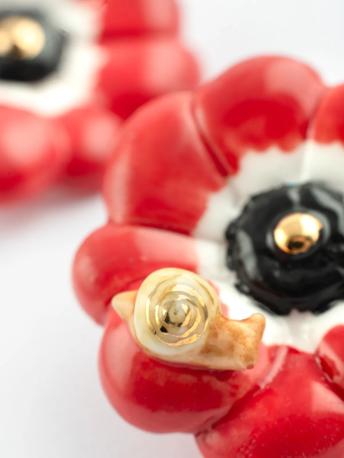 Boucles d'oreilles puces - Anémone rouge - Image 6