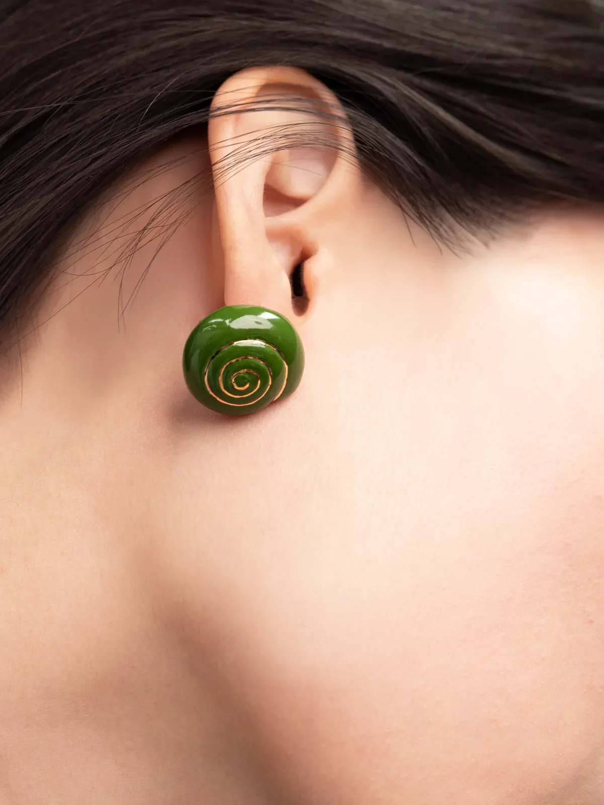 Boucles d'oreilles puces - Escargot vert - Image 2