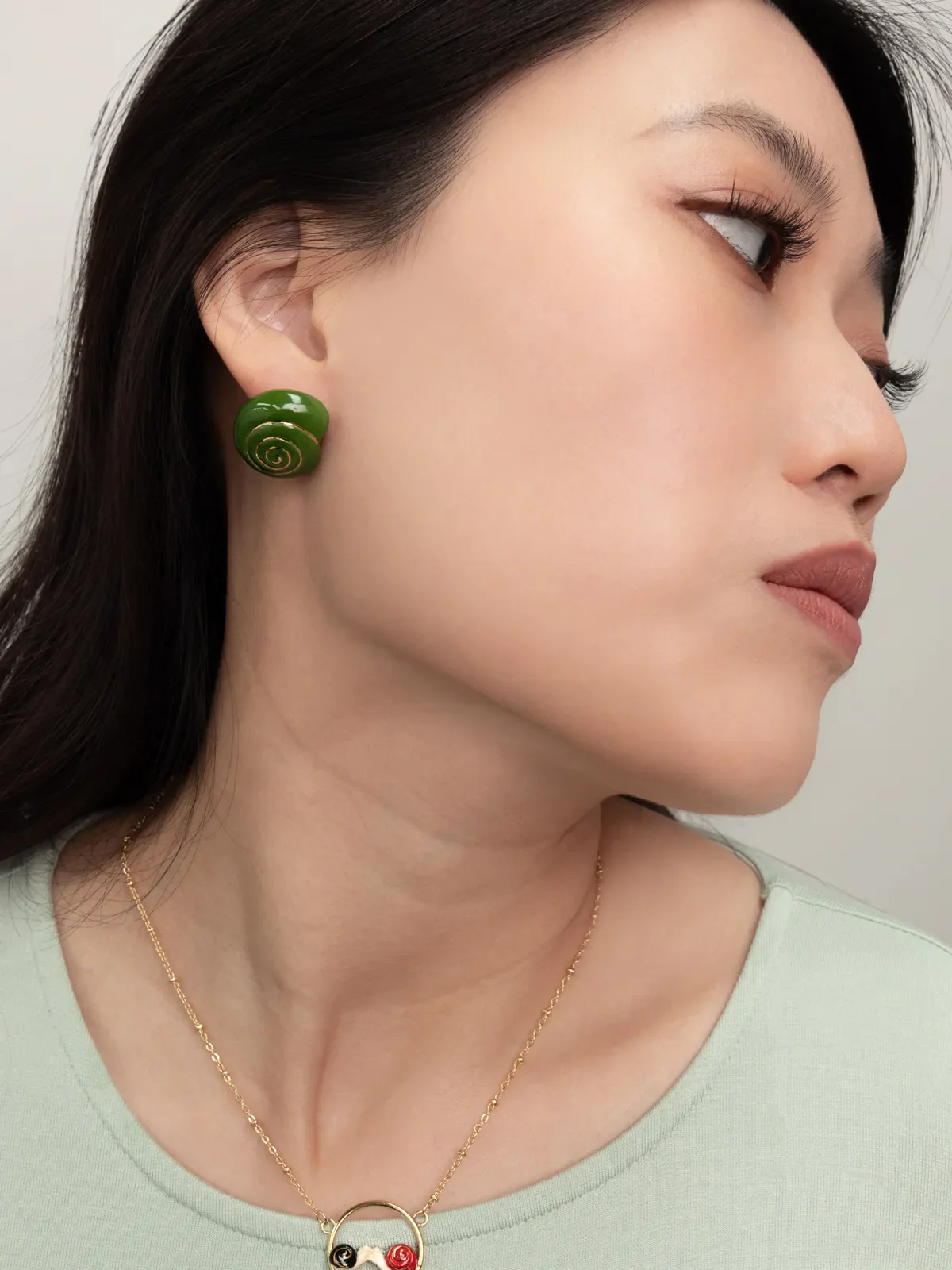 Boucles d'oreilles puces - Escargot vert - Image 3