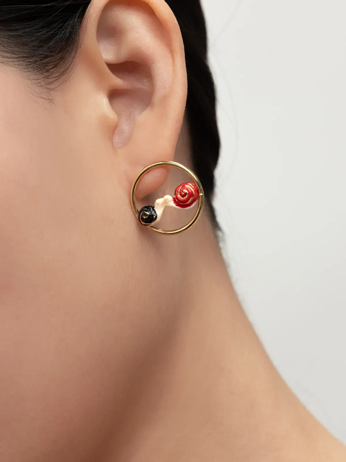 Boucles d'oreilles rondes escargots amoureux - Image 2
