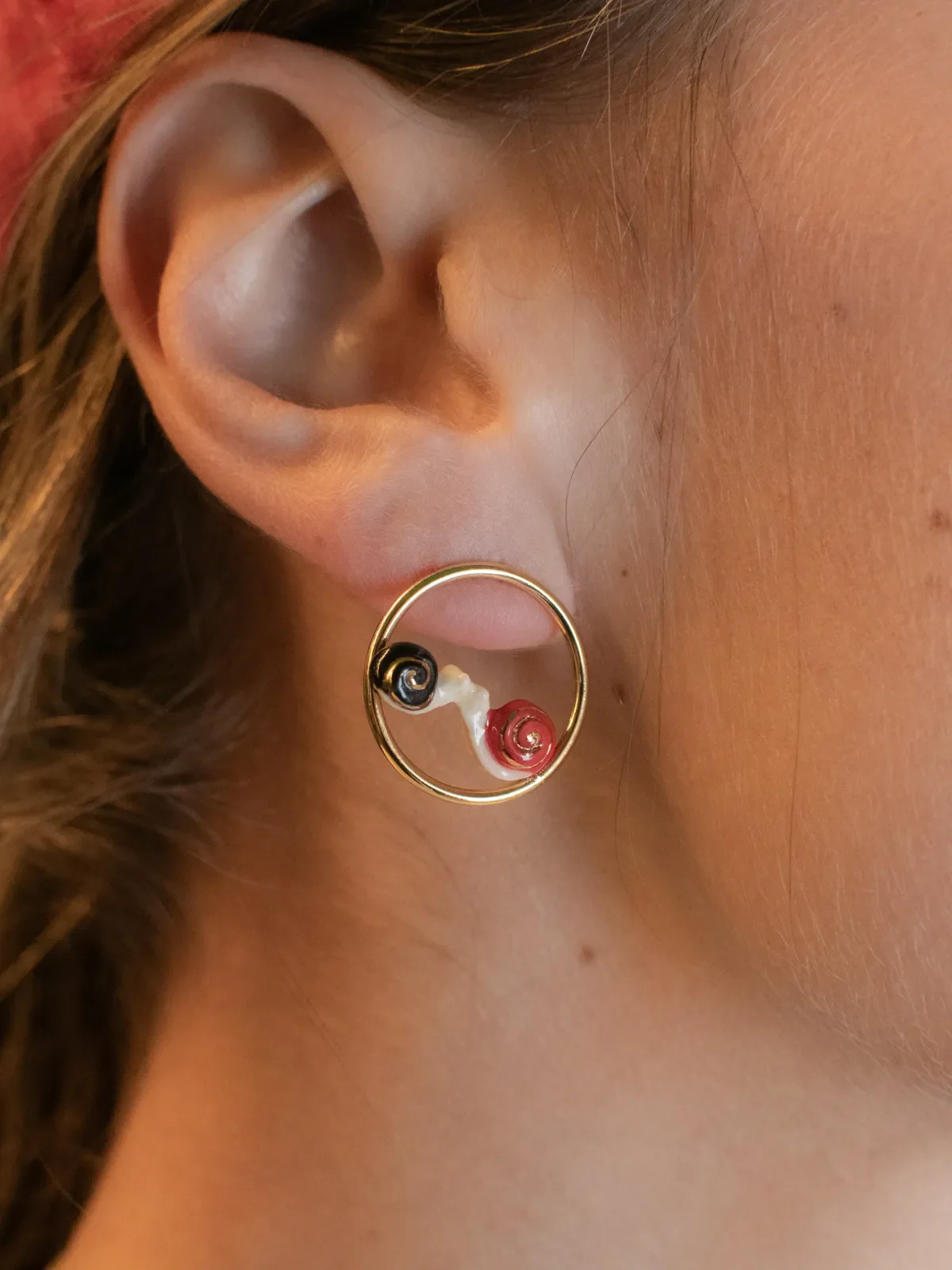 Boucles d'oreilles rondes escargots amoureux - Image 3