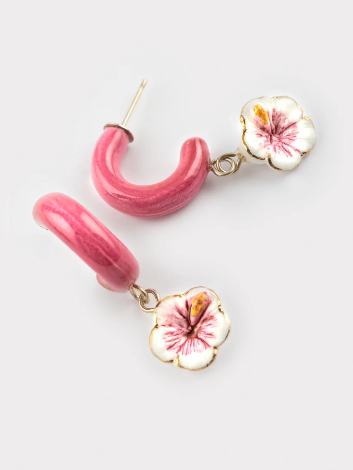 Boucles d'oreilles roses hibiscus