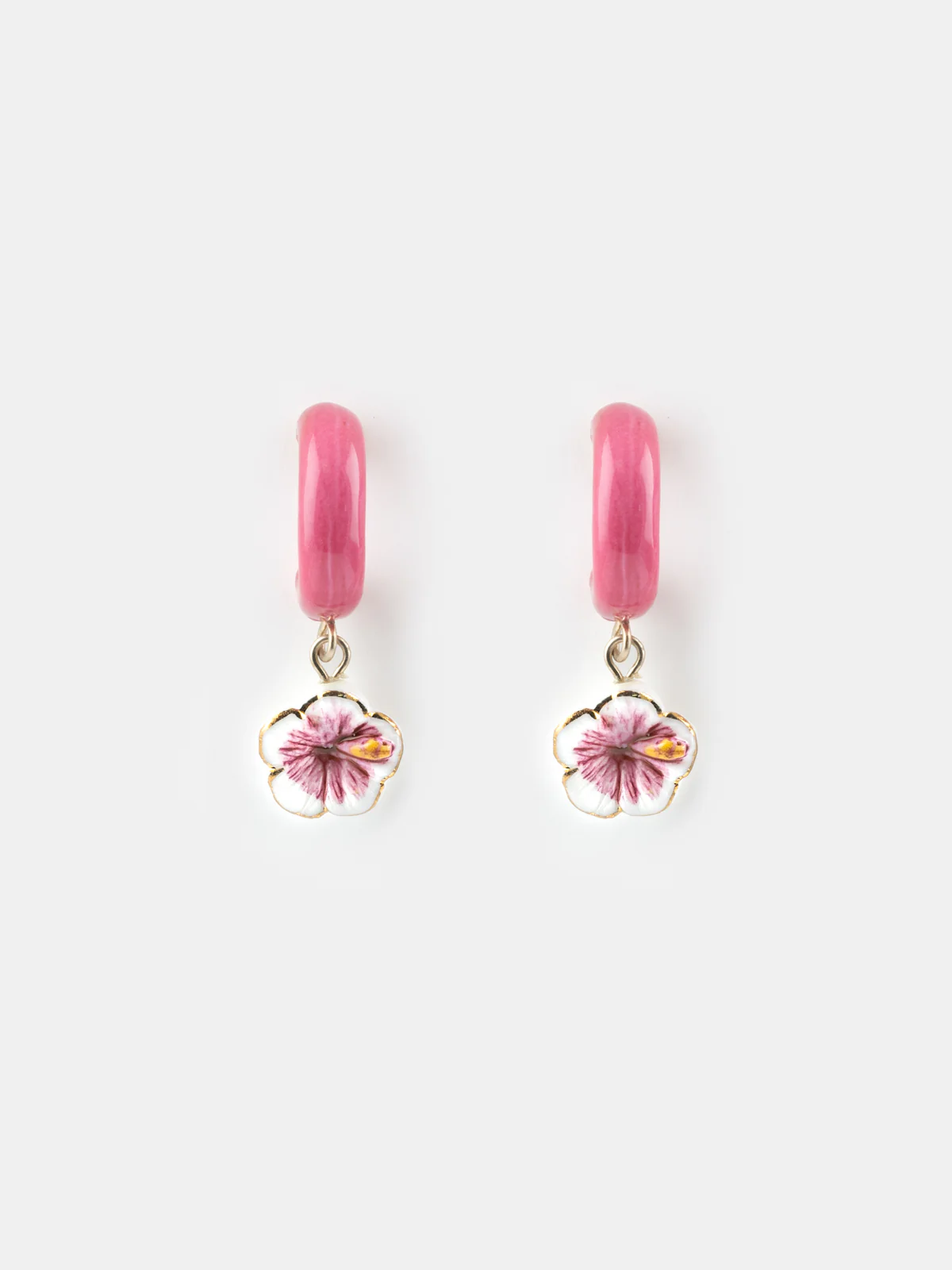 Boucles d'oreilles roses hibiscus - Image 3