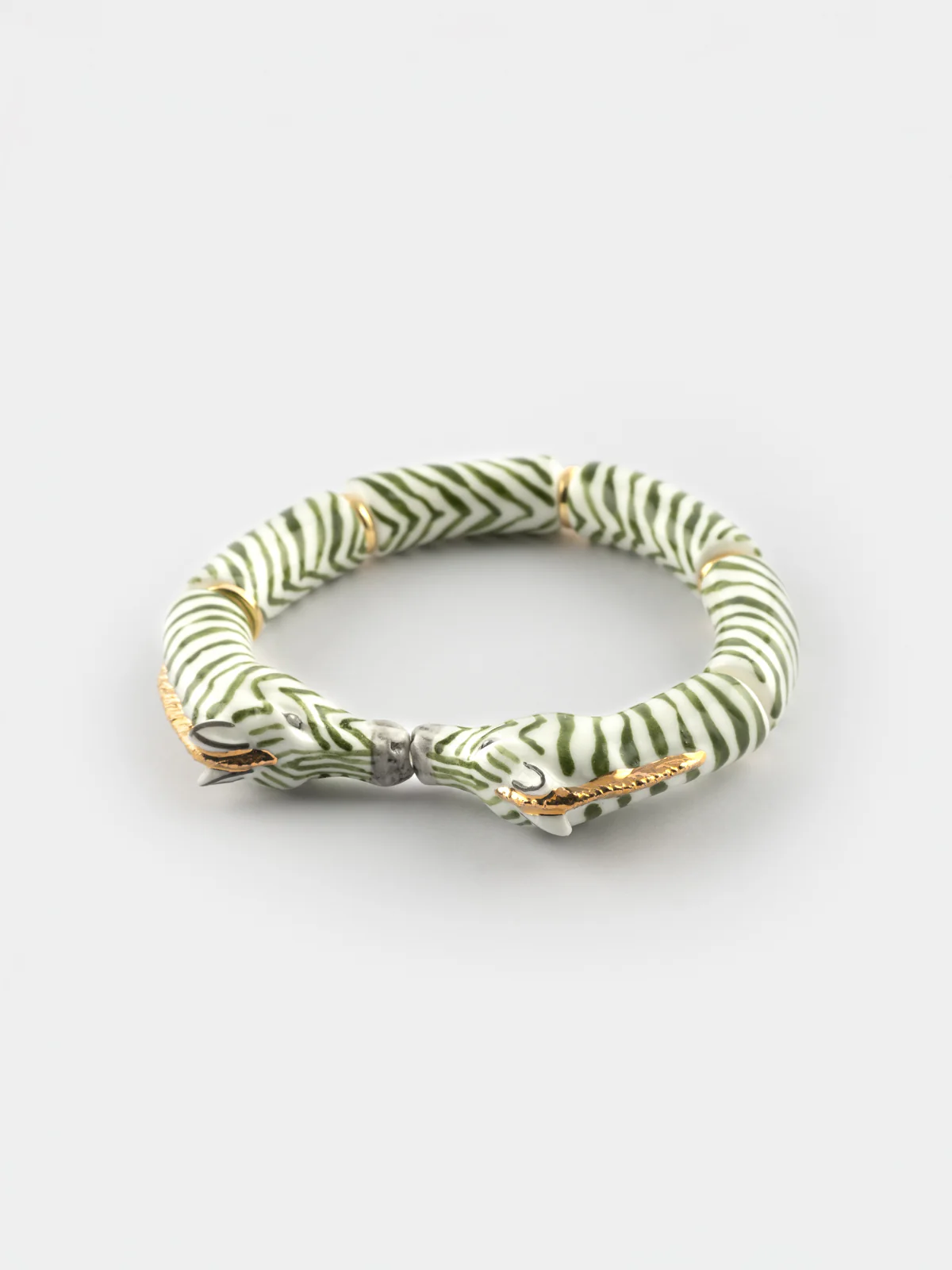 Bracelet bisou zèbres verts etdorés