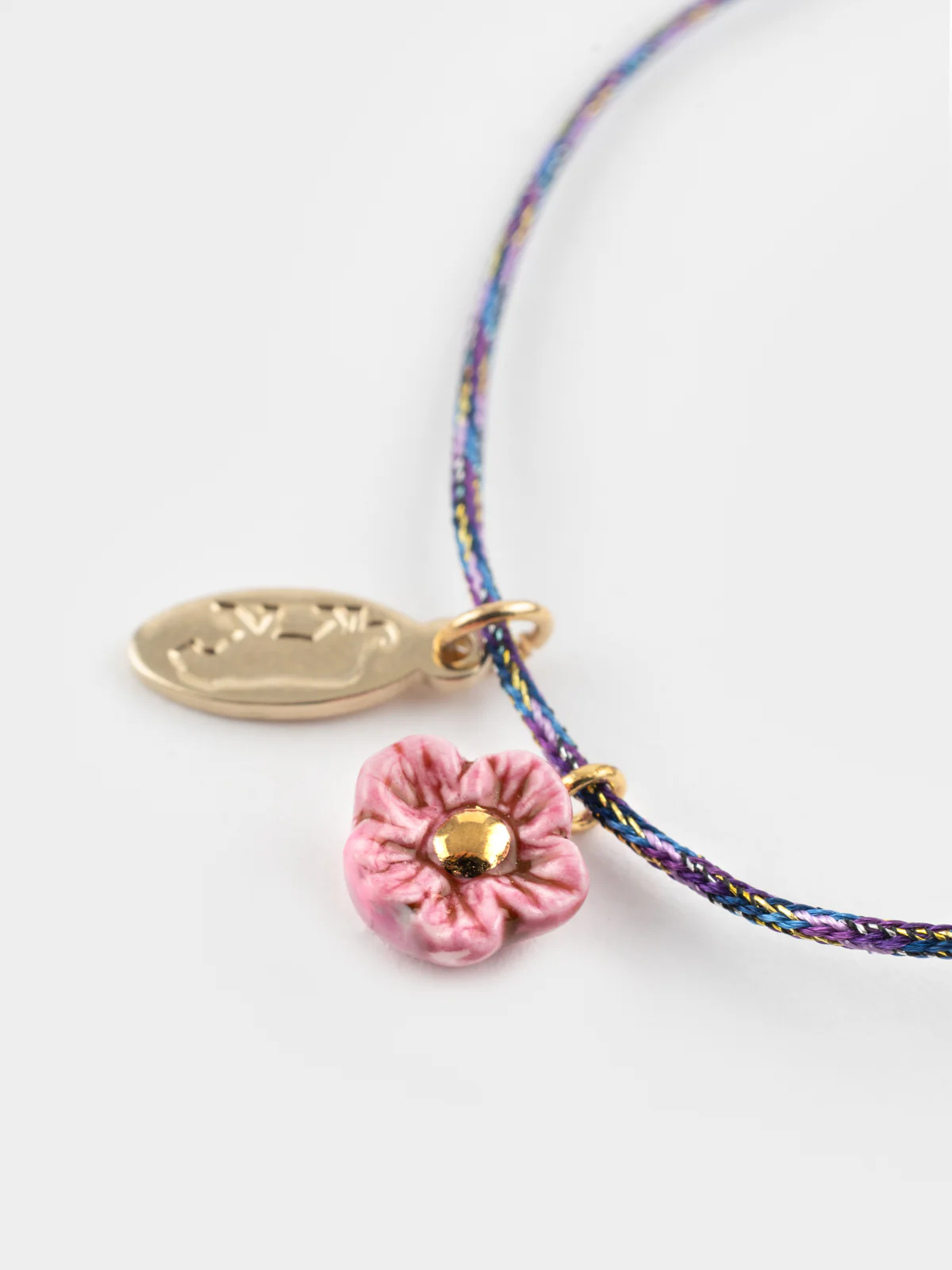 Bracelet cordon fleur rose - Image 3